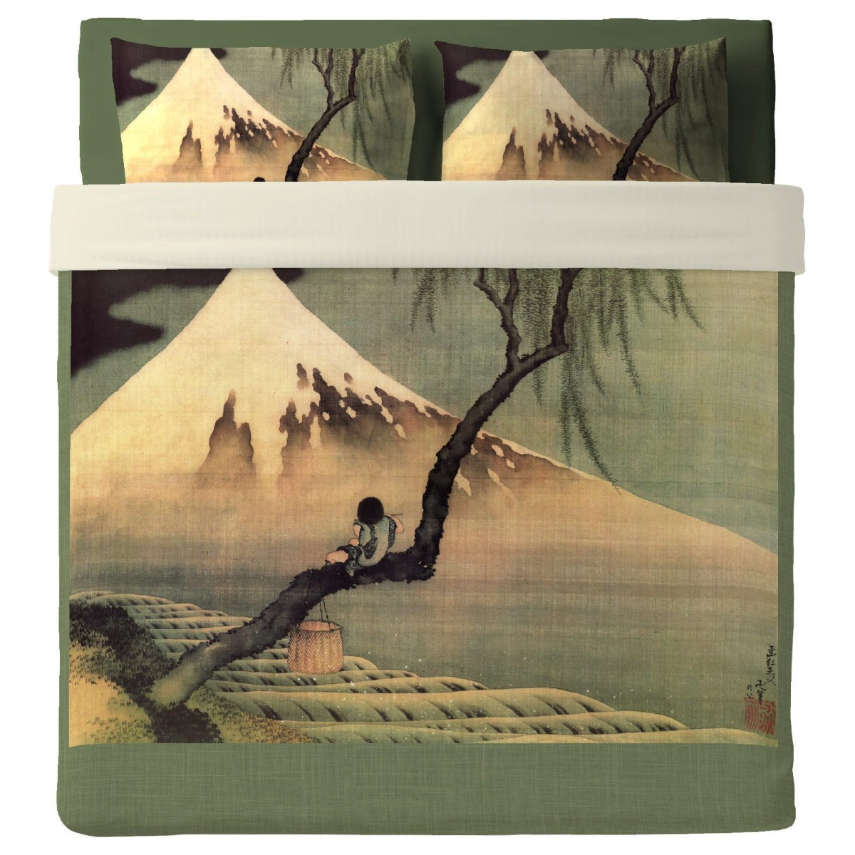 Lenzuolo Copriletto con federe   Hokusai - Boy on the tree