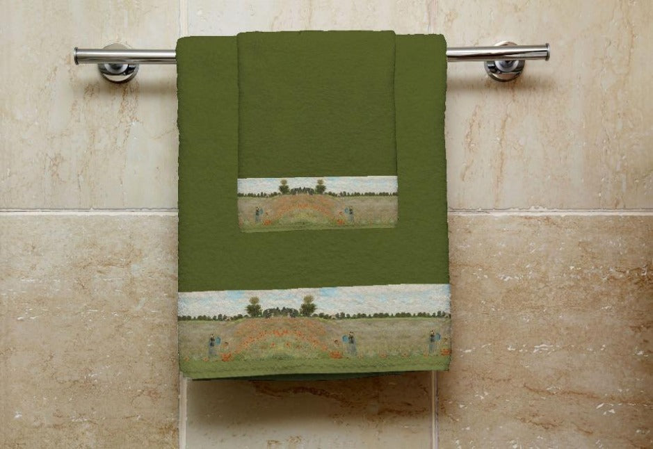 Set 1 Towel + 1 Guest - MONET - FIELD OF POPPIES