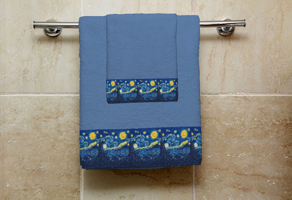 Set 1 Asciugamano+ 1 Ospite - VAN GOGH - NOTTE STELLATA