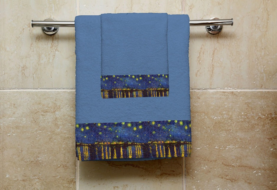Set 1 Towel + 1 Guest - VAN GOGH - STARRY NIGHT ON THE RHONE