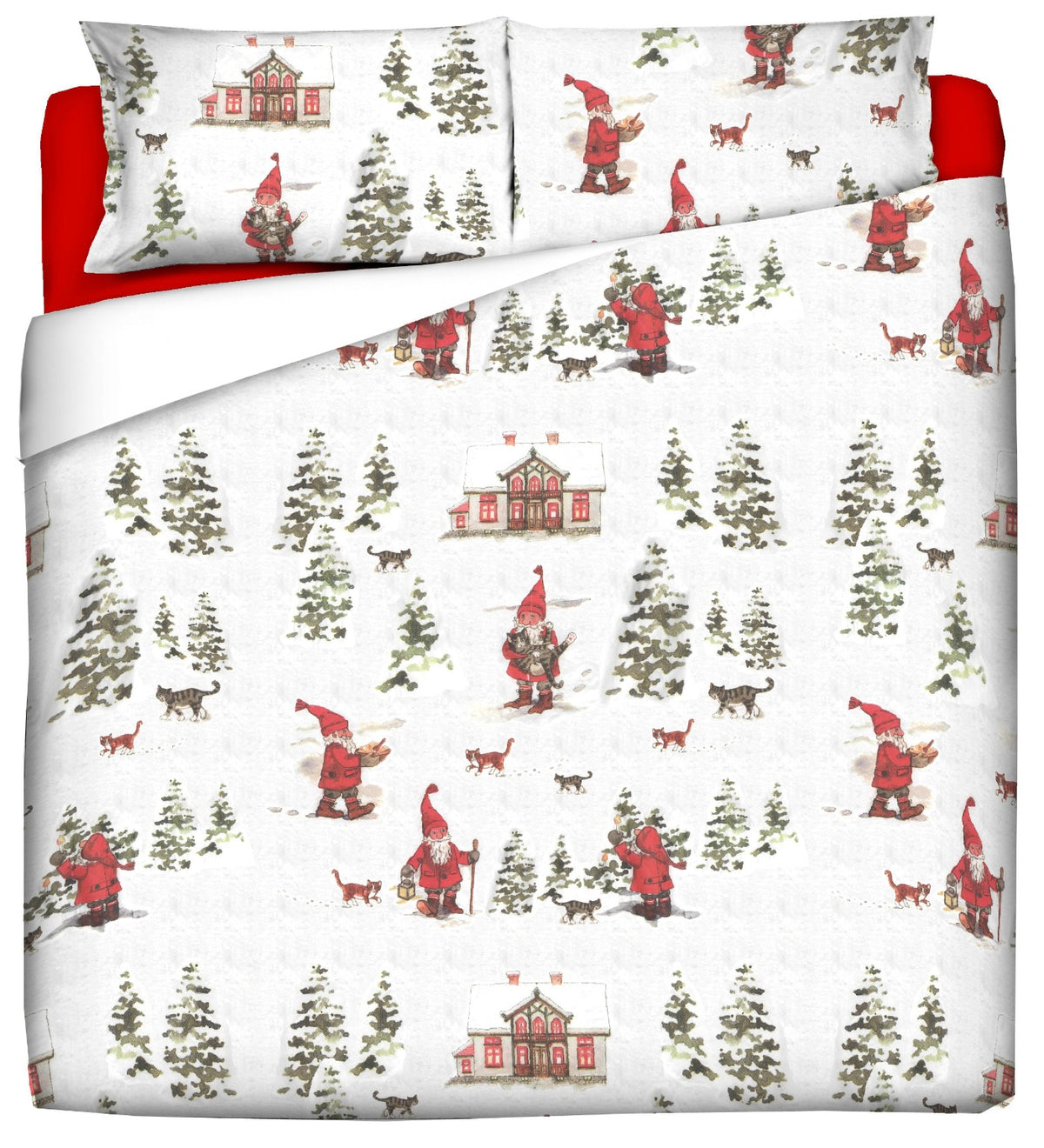 Duvet cover with pillowcases - REINDEER AND CABIN