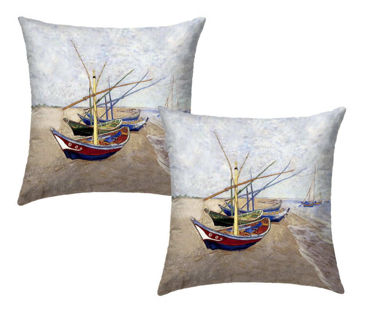 Coppia Fodere per Cuscino Arredo - Van Gogh-Barche sulla spiaggia