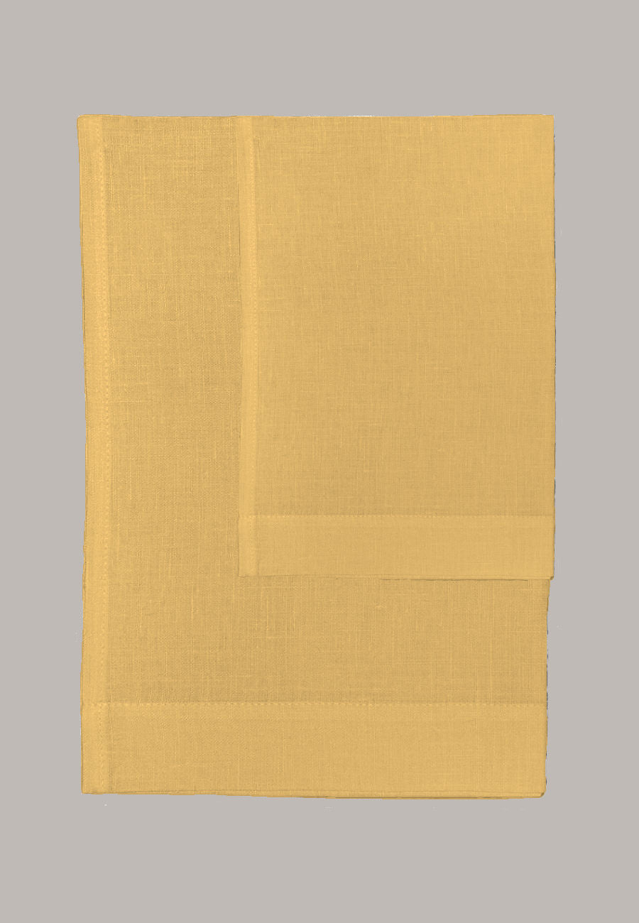 Set Asciugamano + Ospite  PURO LINO  Giallo Iuta