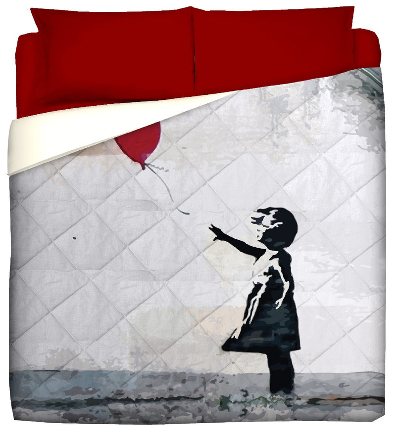 Trapunta Invernale - Street art - Girl with love ballon