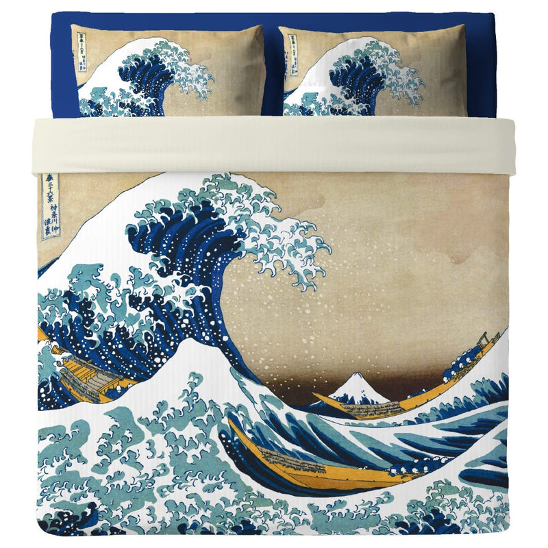 Lenzuolo Copriletto con federe   Hokusai - La grande onda