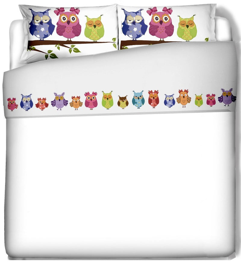Sheets with pillowcases - Owls in a row