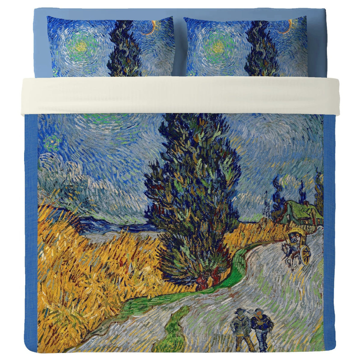 Lenzuolo Copriletto con federe   Van Gogh - Sentiero di notte con cipressi