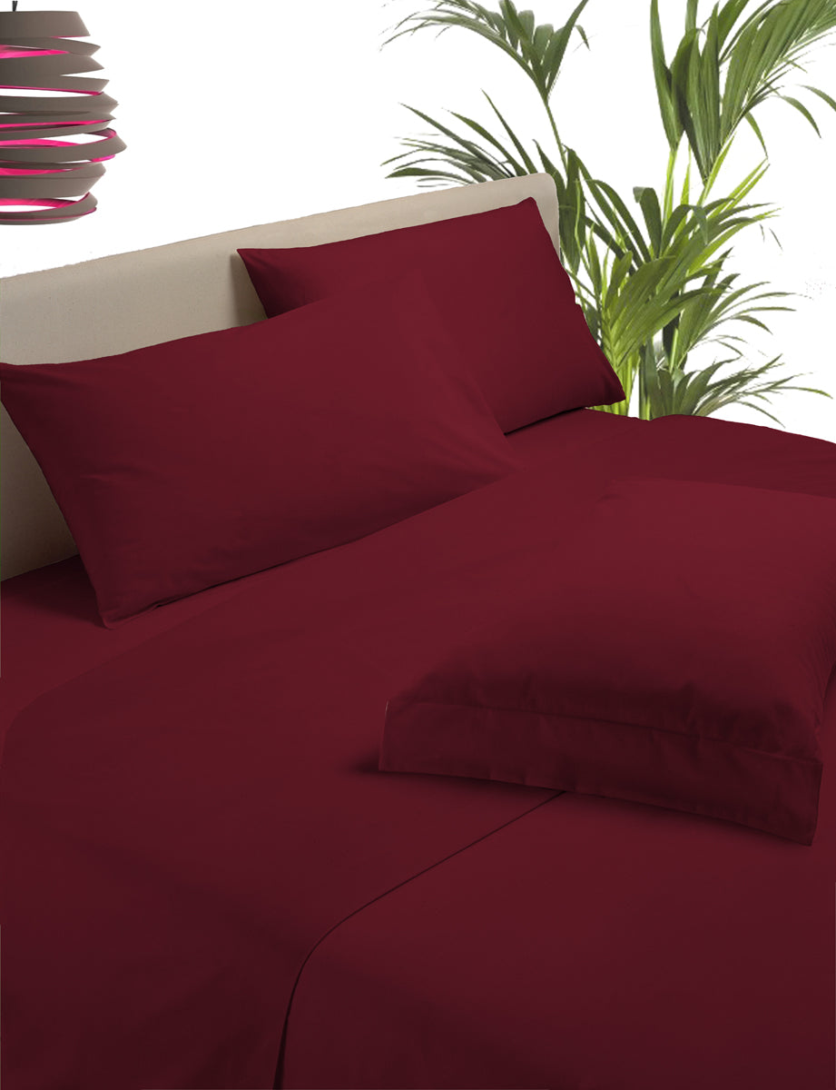 Sheets with pillowcases - Solid Bordeaux color