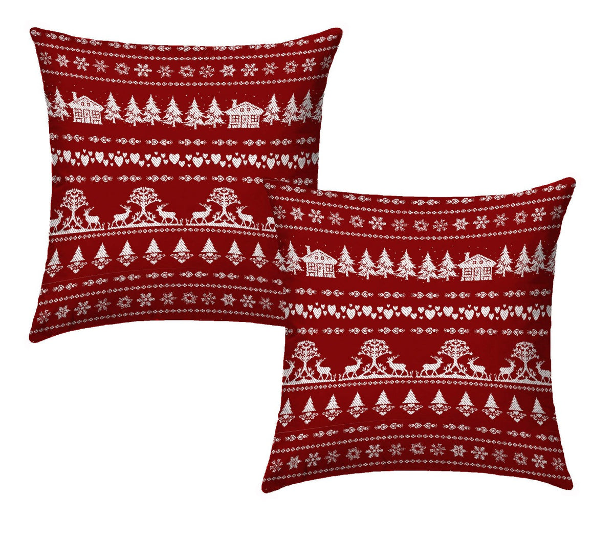 Pair of Cushion Covers for Furniture cm. 40x40 - REINDEER AND HUTS