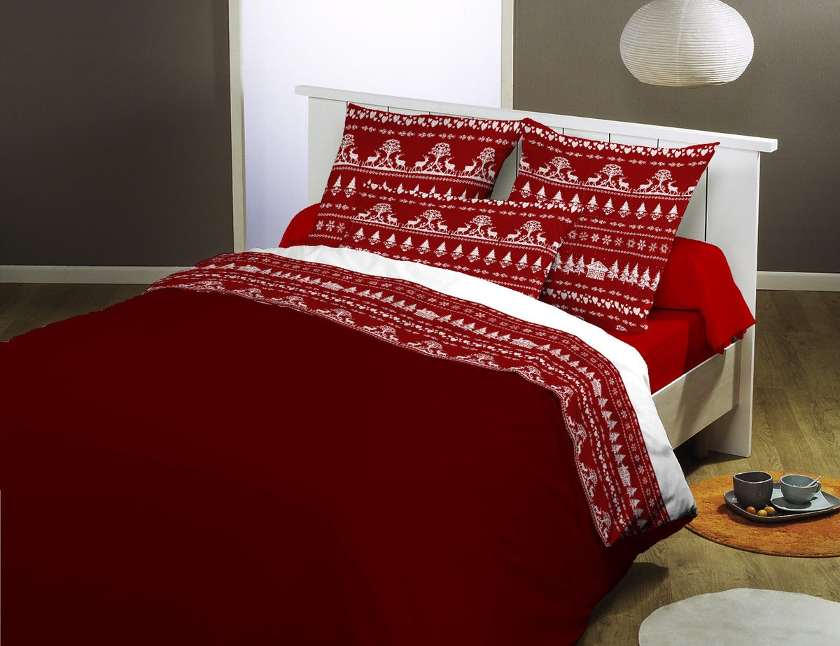 Sheets with pillowcases - REINDEERS AND HUTS