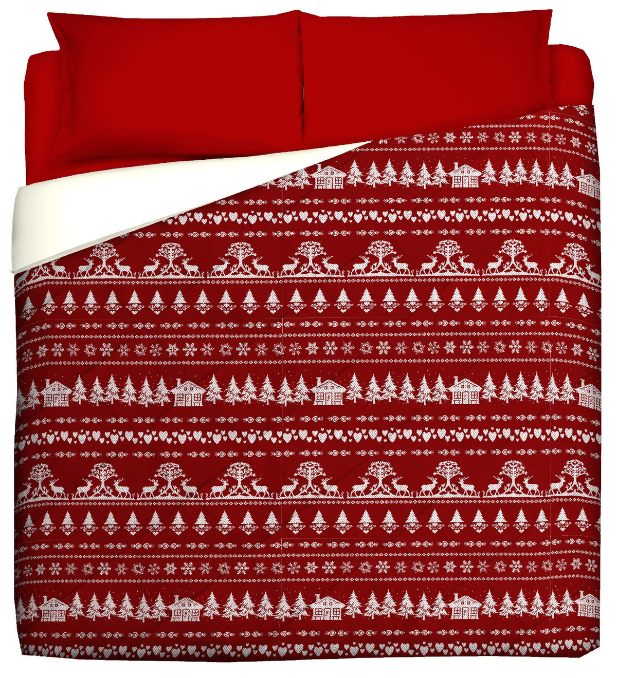 Reindeer and cabin winter quilt