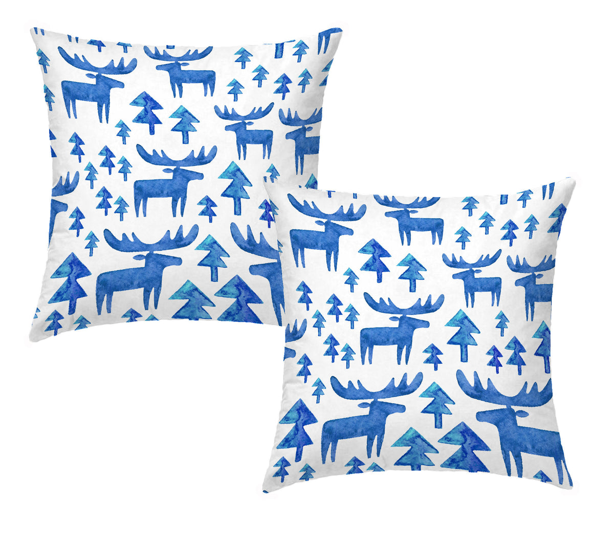 Pair of Cushion Covers for Furniture cm. 40x40 - BLUE REINDEER