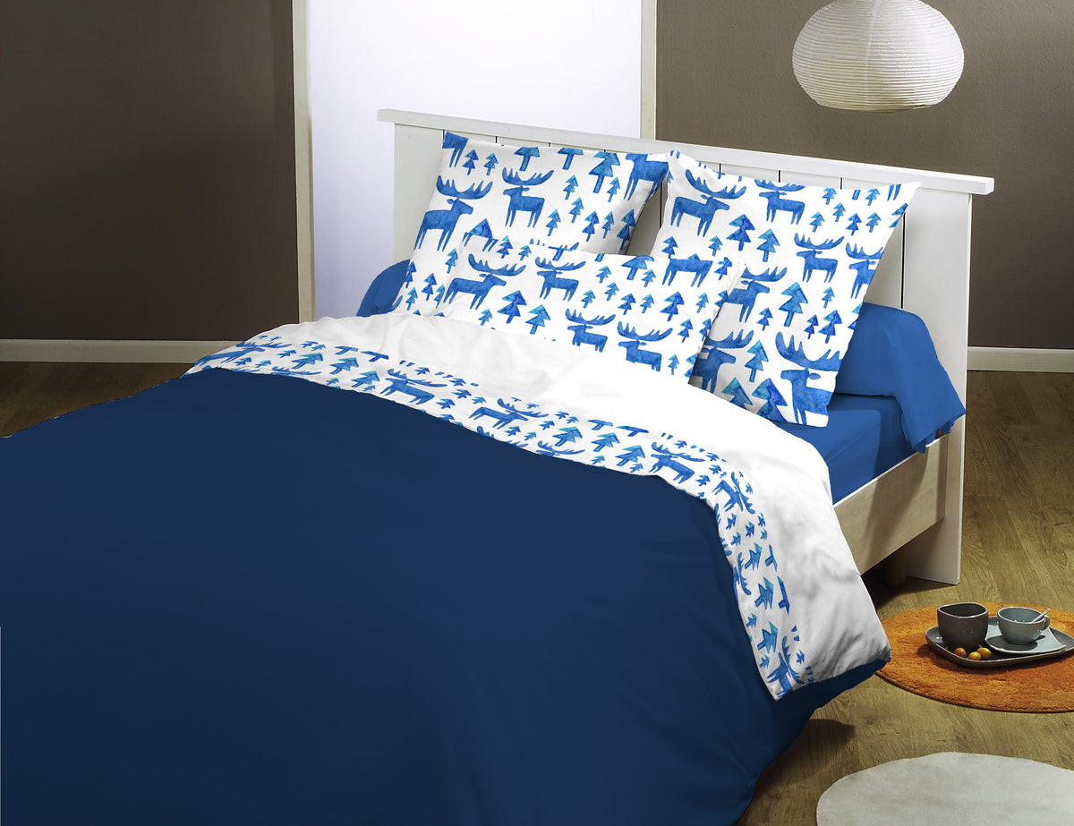 Sheets with pillowcases - BLUE REINDEER
