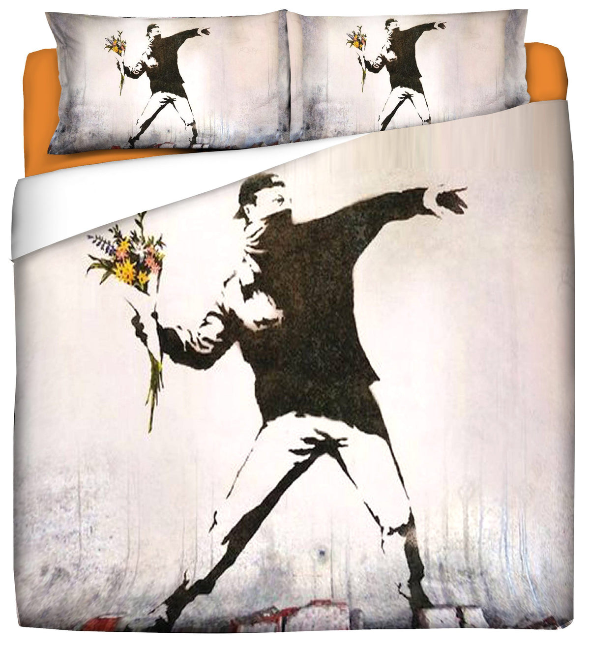 Duvet Cover with Pillowcases - Flower Launcher - Street Art