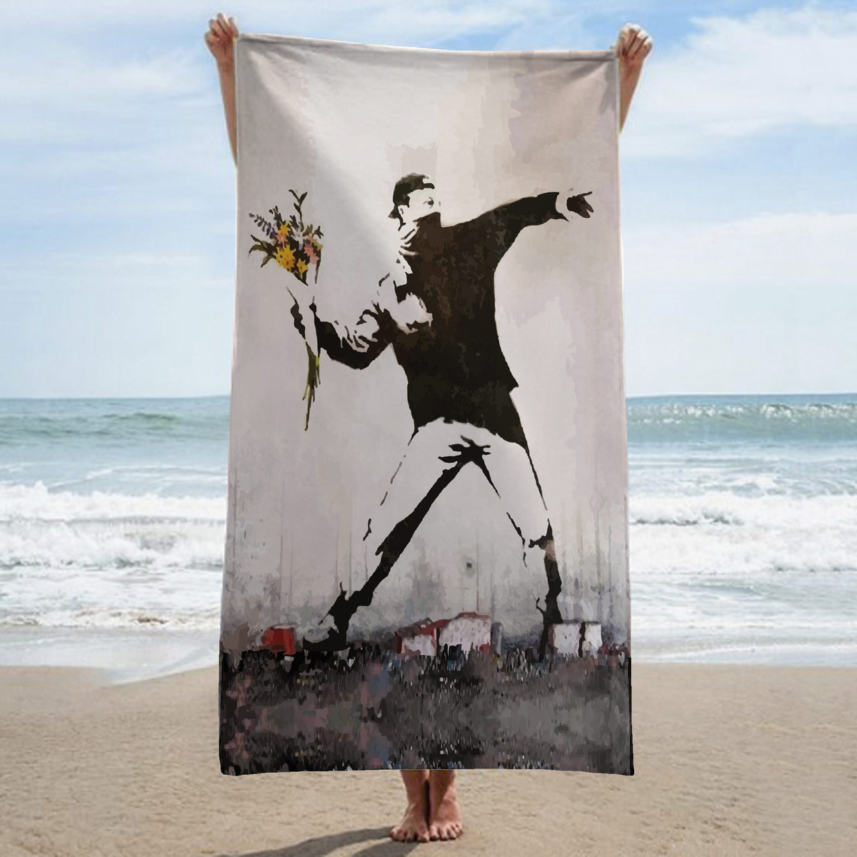 Beach towel - Urban / Street Art - Flower thrower